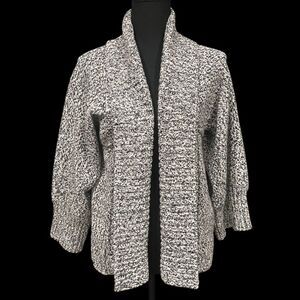 Ann Taylor LOFT Open Cardigan Chunky Boucle Knit 3/4 Sleeve Sweater Sz S